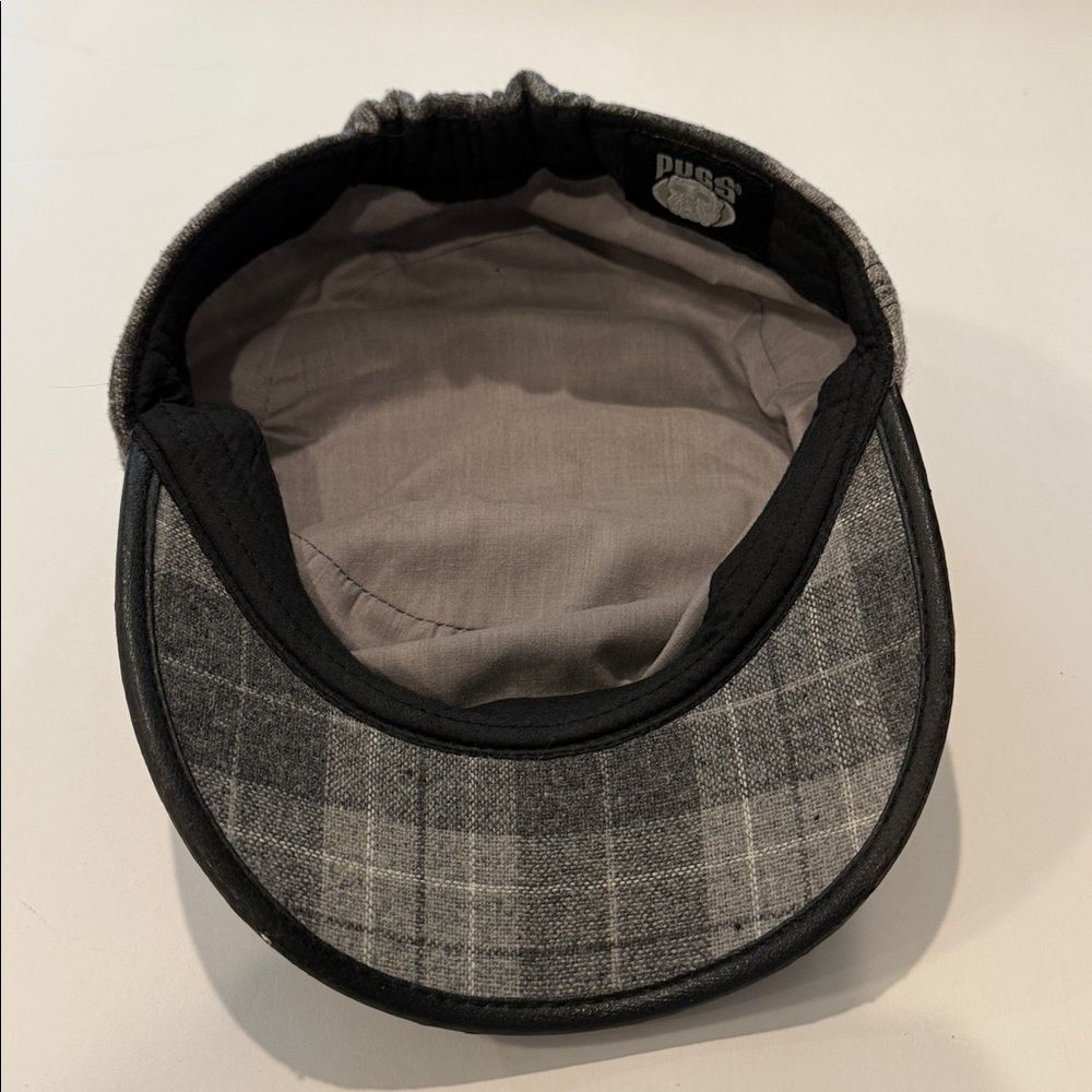 Pugs Women's Cadet Cap Hat Gray Plaid Wool Blend - Picture 3 of 5